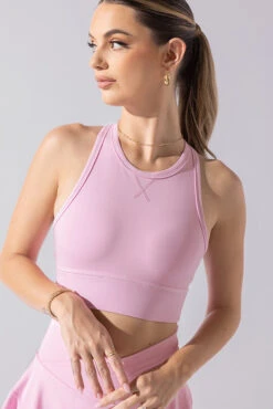 Sweat Sesh Crop Top - Bubblegum -Quality Sport Wear Sweat Sesh Long Bra Bubblegum A1004 1995 Editcopy