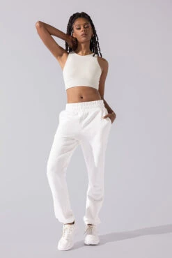 Sweat Sesh Crop Top - Cream -Quality Sport Wear Sweat Sesh Long Bra Cream A1004 0507