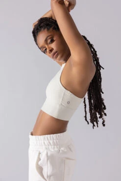 Sweat Sesh Crop Top - Cream -Quality Sport Wear Sweat Sesh Long Bra Cream A1004 0533