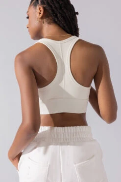 Sweat Sesh Crop Top - Cream -Quality Sport Wear Sweat Sesh Long Bra Cream A1004 0535