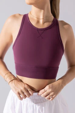 Sweat Sesh Crop Top - Plum -Quality Sport Wear Sweat Sesh Long Bra Plum A1004 0571
