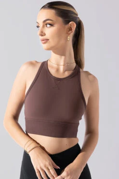 Sweat Sesh Crop Top - Truffle -Quality Sport Wear Sweat Sesh Long Bra Truffle A100 0359