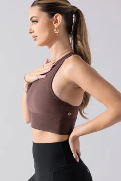 Sweat Sesh Crop Top - Truffle -Quality Sport Wear Sweat Sesh Long Bra Truffle A100 0376