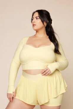 Sweetheart Long Sleeve Crop Top- Buttercream -Quality Sport Wear SweetheartLongSle 3 Edit
