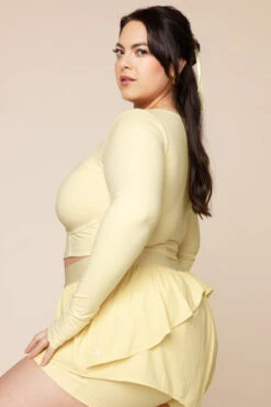 Sweetheart Long Sleeve Crop Top- Buttercream -Quality Sport Wear SweetheartLongSle 6 Edit