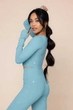 Sweetheart Long Sleeve Crop Top - Oasis -Quality Sport Wear SweetheartLongSleeveCropTop 2022 CrisscrossHourglassFlare Oasis C1030 00550