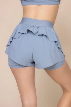 On The Run Ruffle Short - Blue Storm -Quality Sport Wear SweetheartLongSleeveCropTop 2022 RuffleShort BlueStorm 4017 02696