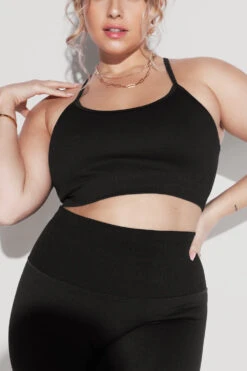 What's The Scoop Seamless Bra - Black -Quality Sport Wear What stheScoopBra SSleggings Black 2683 Edit