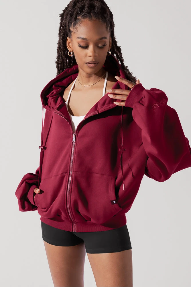 Zip Cloud Hoodie - Crimson 7 Zip Cloud Hoodie - Crimson - Image 7