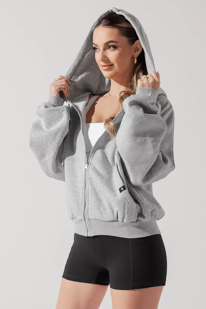 Zip Cloud Hoodie - Heather Grey 2 Zip Cloud Hoodie - Heather Grey - Image 2
