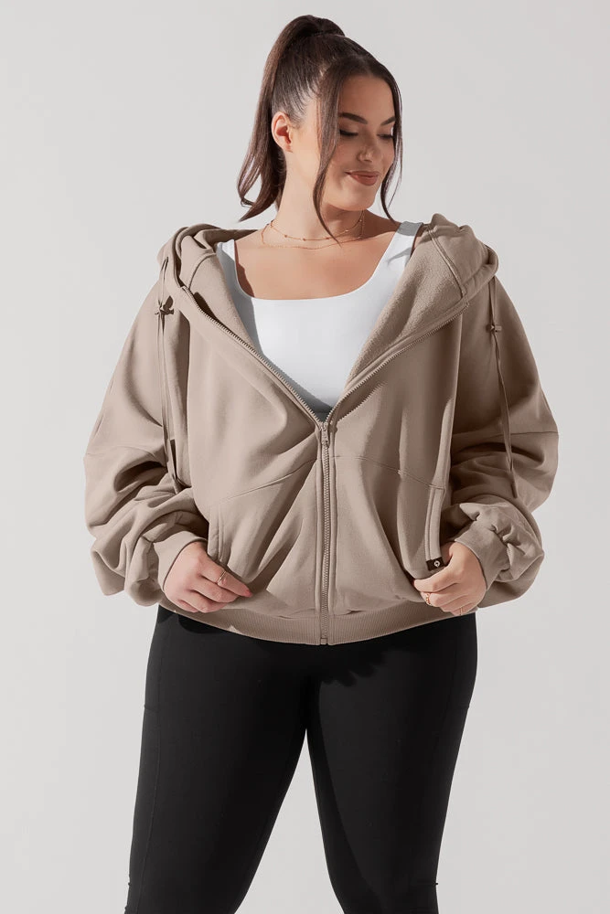 Zip Cloud Hoodie - Taupe 10 Zip Cloud Hoodie - Taupe - Image 10