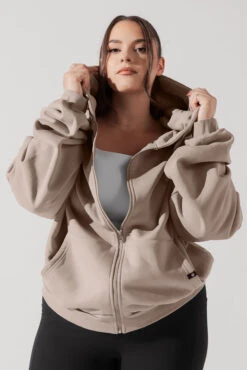 Zip Cloud Hoodie - Taupe 14 Zip Cloud Hoodie - Taupe -Quality Sport Wear ZipCloudHoodie Taupe 5002 0004 Edit