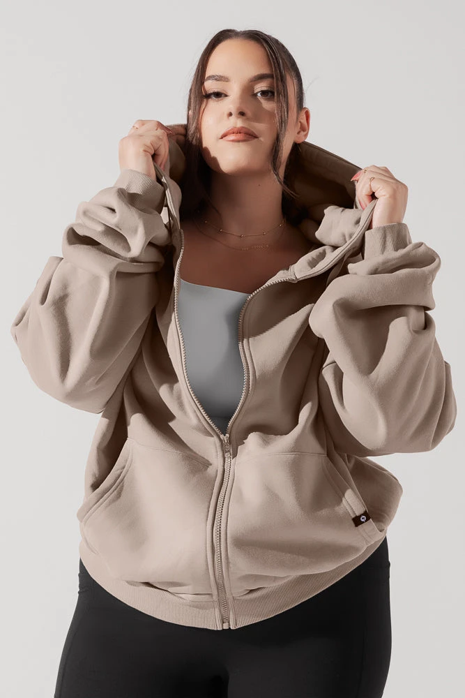 Zip Cloud Hoodie - Taupe 5 Zip Cloud Hoodie - Taupe - Image 5