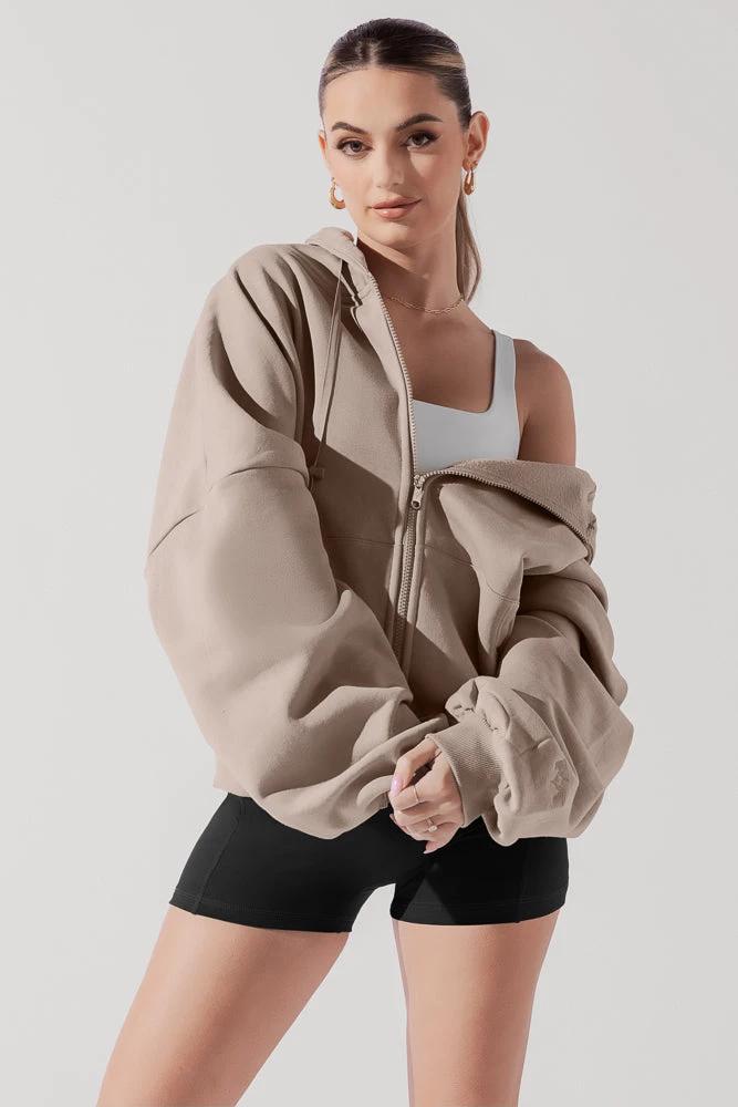 Zip Cloud Hoodie - Taupe 1 Zip Cloud Hoodie - Taupe