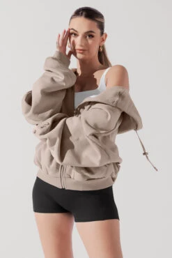 Zip Cloud Hoodie - Taupe 16 Zip Cloud Hoodie - Taupe -Quality Sport Wear ZipCloudHoodie Taupe 5002 0227 Edit
