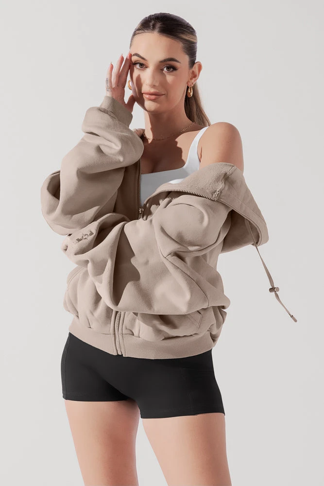 Zip Cloud Hoodie - Taupe 7 Zip Cloud Hoodie - Taupe - Image 7