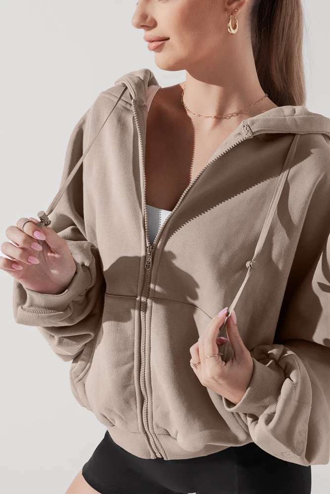 Zip Cloud Hoodie - Taupe 2 Zip Cloud Hoodie - Taupe - Image 2