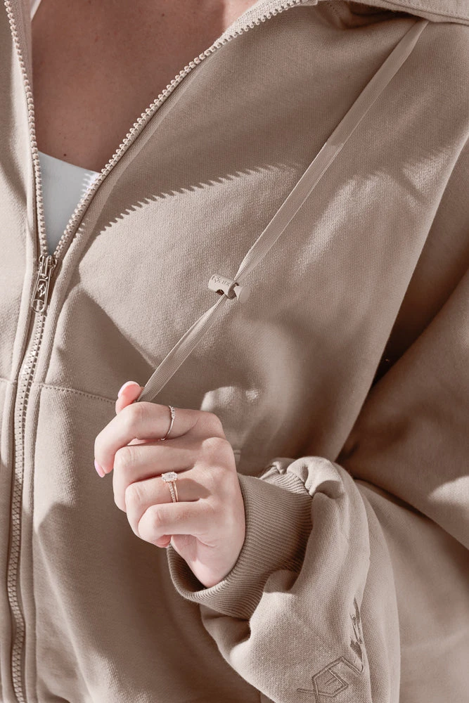 Zip Cloud Hoodie - Taupe 6 Zip Cloud Hoodie - Taupe - Image 6